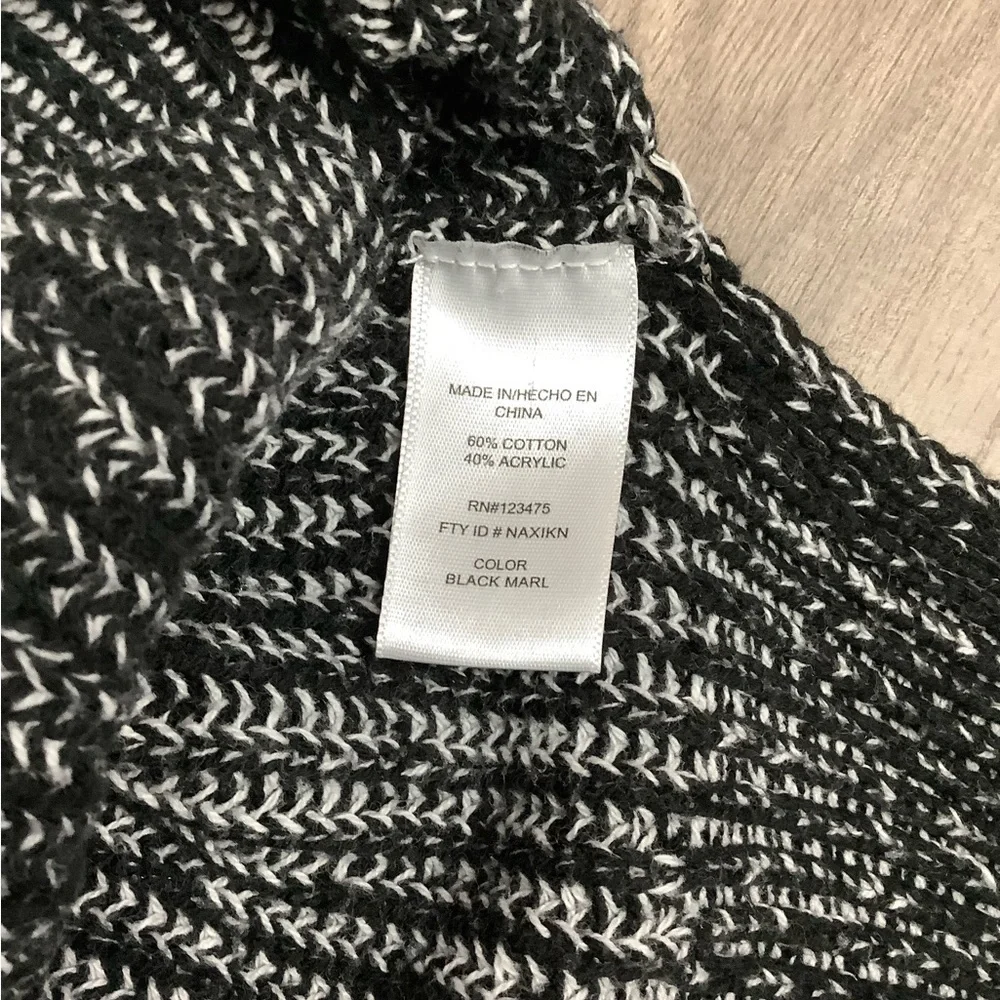Ellen Tracy Medium 8 - 10 Sweater Crewneck Black White Marble Long Sleeve EUC